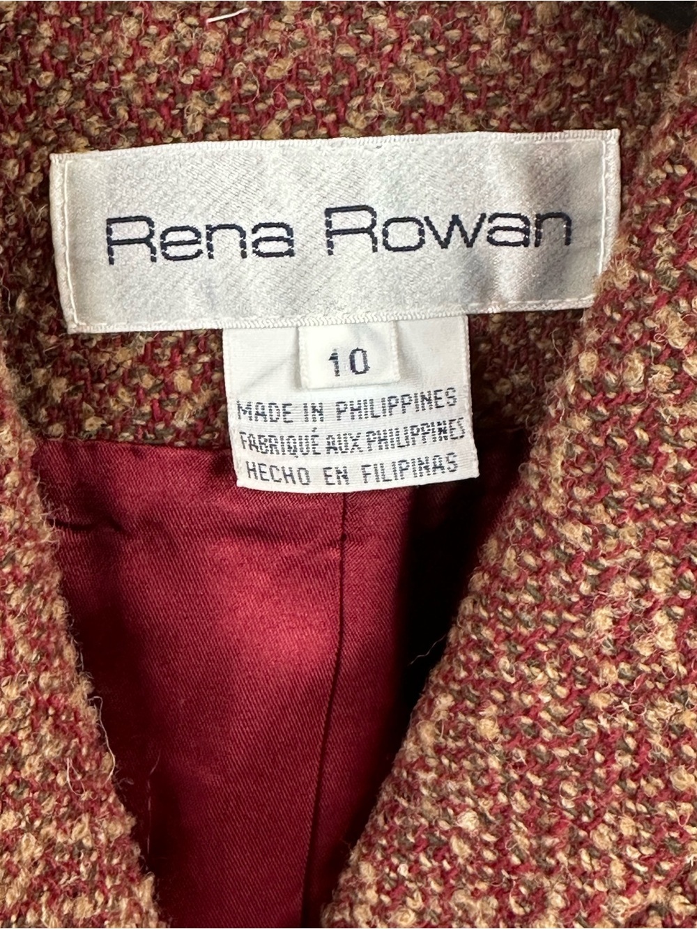 Rena Rowan Marled Red Tweed Blazer, size 10, Vintage - Picture 2 of 6
